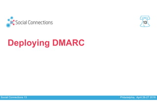 Social Connections 13 Philadelphia, April 26-27 2018
13
Deploying DMARC
 